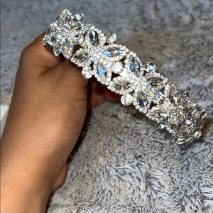 David's Bridal Silver Rhinestone Headband